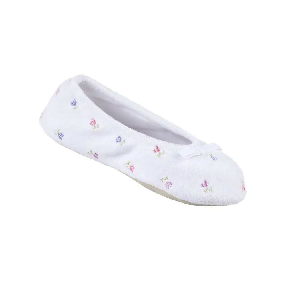 Women’s Signature Embroidered Floral Terry Ballerina Slippers