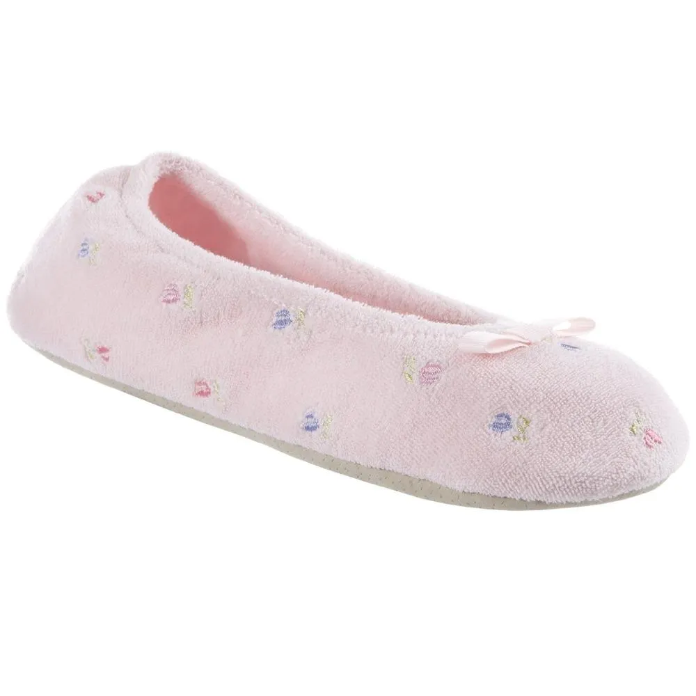 Women’s Signature Embroidered Floral Terry Ballerina Slippers