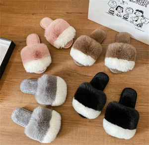 Women's Two-Tone Plush Slippers