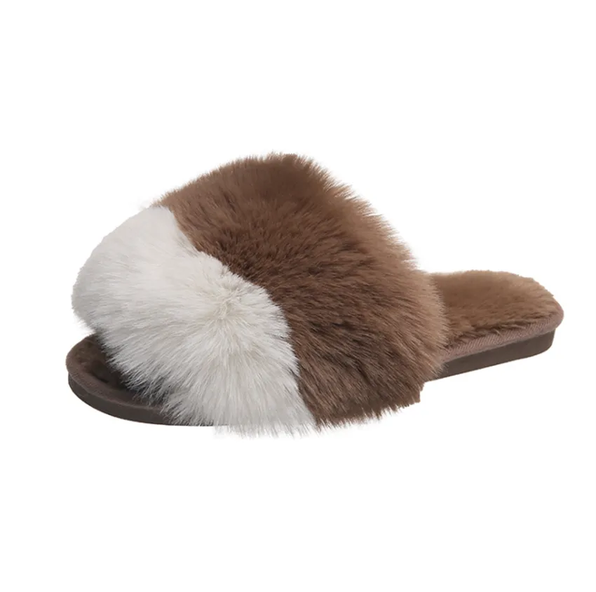 Women's Two-Tone Plush Slippers