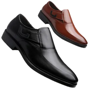 Yeknu Plus Size 38-48 Men Formal Leather Office Wide Fit Wedding Party Slip on Casual Pointed Toe Business Shoes 16-8802