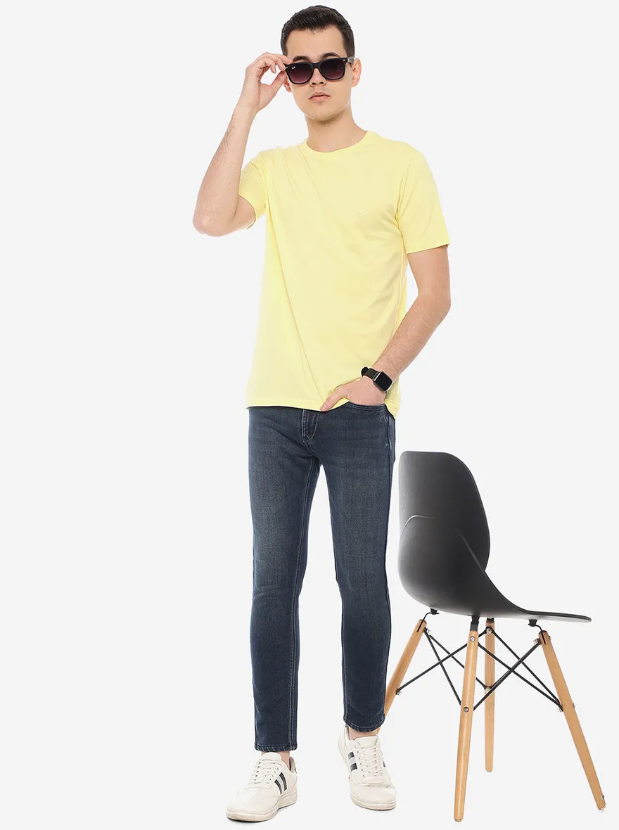 Yellow Solid Slim Fit T-Shirt | JadeBlue