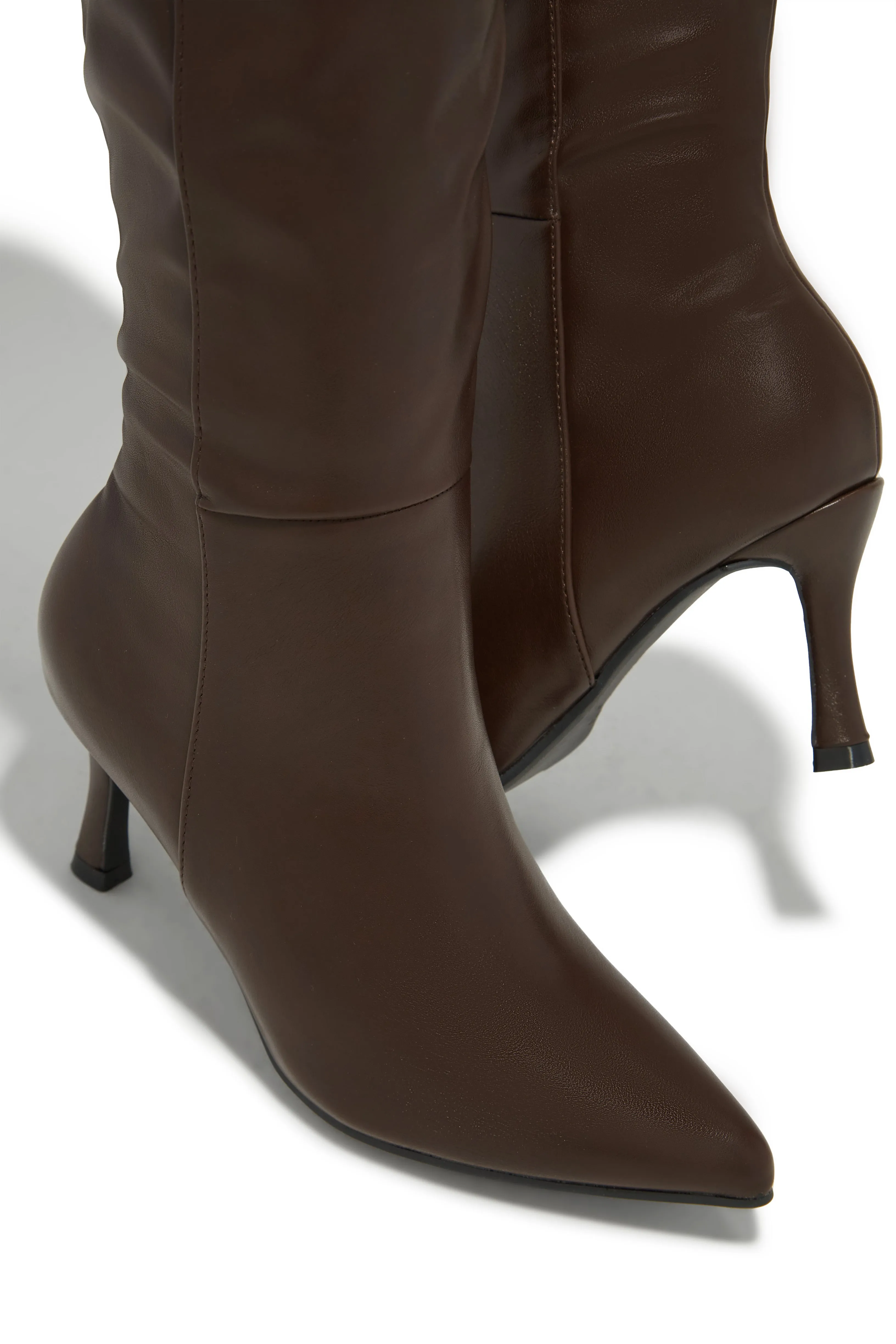 Zama Knee High Heel Boots - Brown