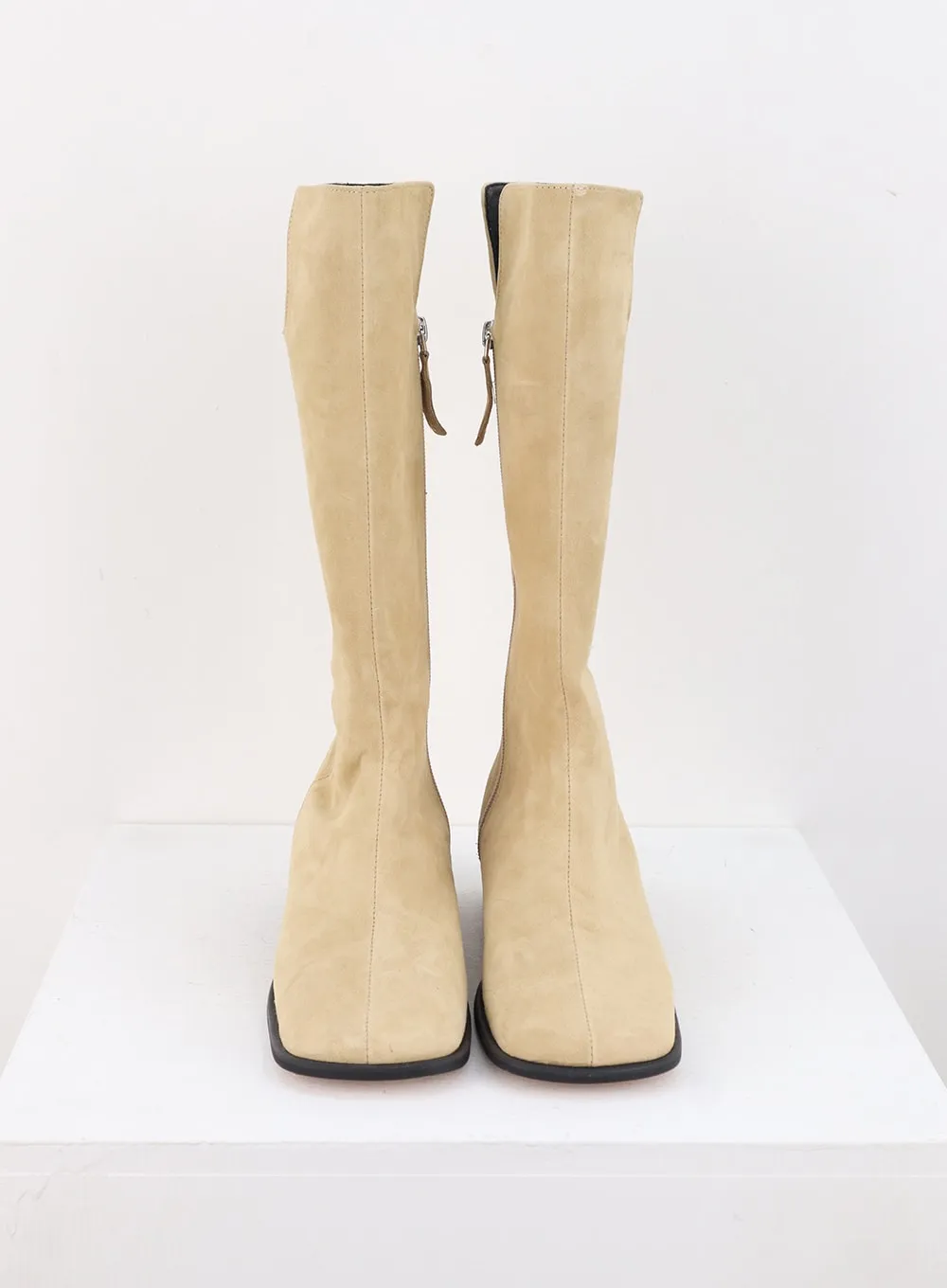 Zip-Up Suede Knee-High Boots CS305